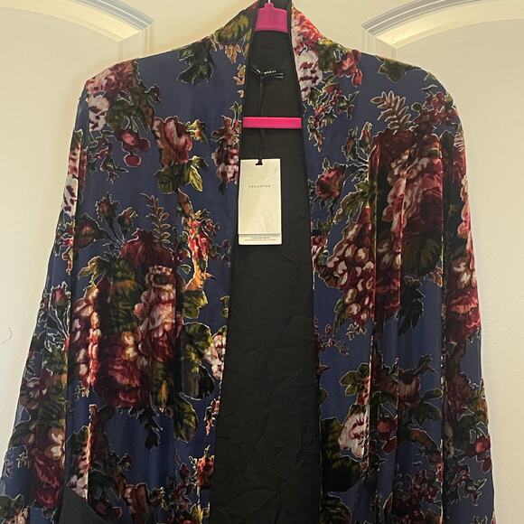 NWT Zara Floral Velvet Burnout Kimono - Women Size M - Multicolored - Picture 2 of 9